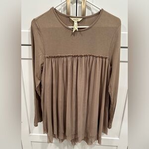 Matilda Jane Once Upon A Time Clairvoyant Tunic Top Women's Size M Taupe/Brown
